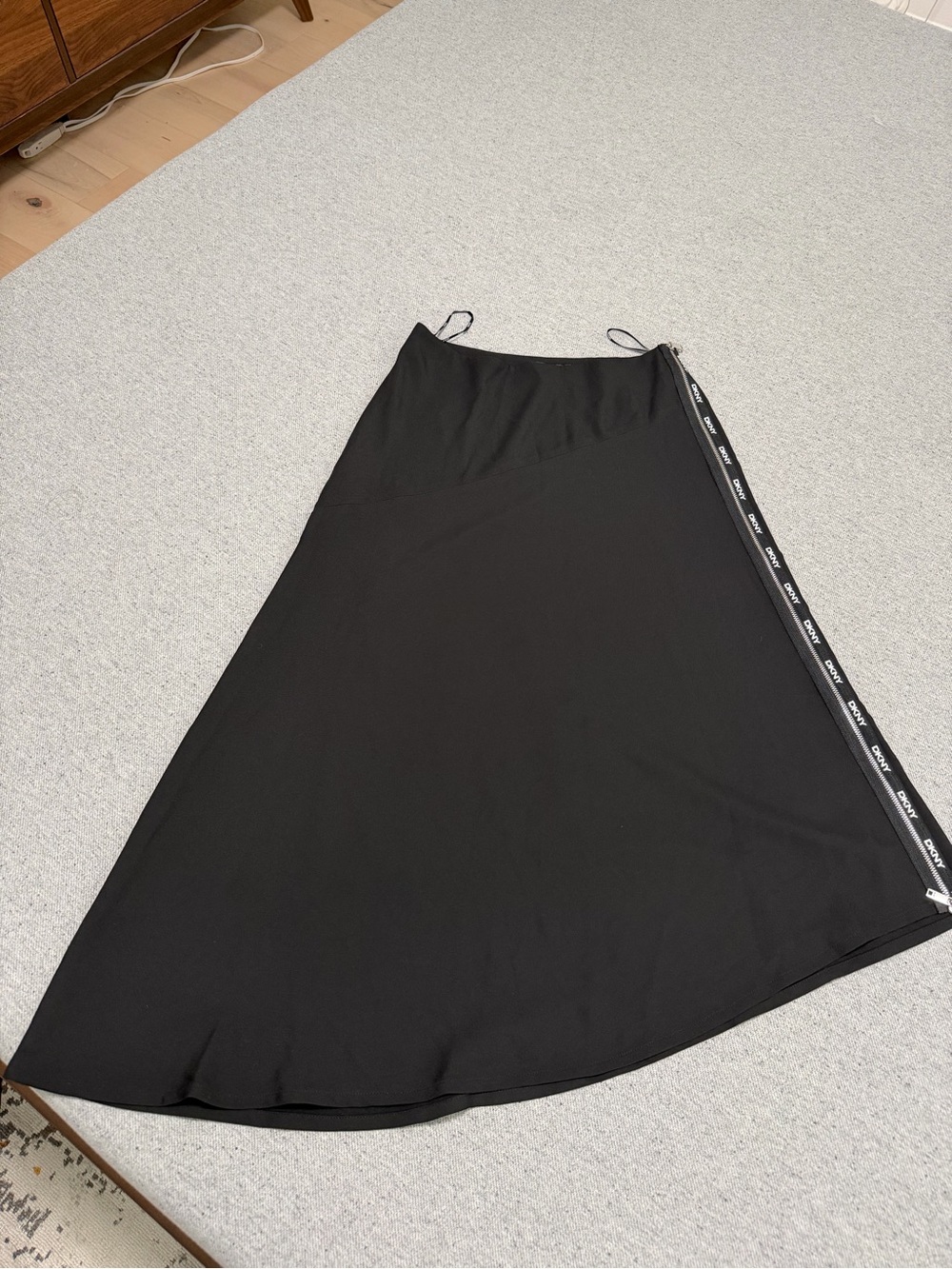 DKNY Black A-Line Skirt with Logo Side Tape